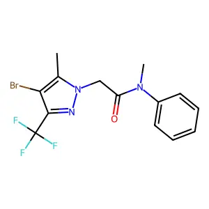 2-[4-bromo-5-methyl-3-(trifluoromethyl)pyrazol-1-yl]-N-methyl-N-phenylacetamide structure