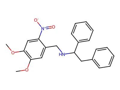 N-(4,5-dimethoxy-2-nitrobenzyl)-1,2-diphenylethanamine structure