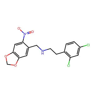 2-(2,4-dichlorophenyl)-N-[(6-nitro-1,3-benzodioxol-5-yl)methyl]ethanamine structure