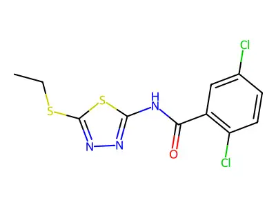 2,5-dichloro-N-[5-(ethylsulfanyl)-1,3,4-thiadiazol-2-yl]benzamide structure