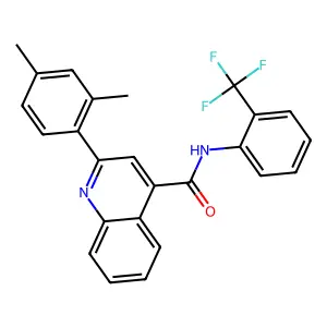 2-(2,4-dimethylphenyl)-N-[2-(trifluoromethyl)phenyl]quinoline-4-carboxamide structure