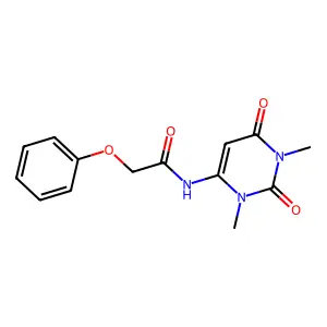 N-(1,3-dimethyl-2,6-dioxo-1,2,3,6-tetrahydropyrimidin-4-yl)-2-phenoxyacetamide structure