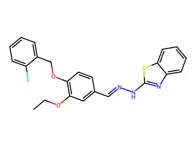 3-Ethoxy-4-[(2-fluorophenyl)methoxy]benzaldehyde 2-(2-benzothiazolyl)hydrazone structure