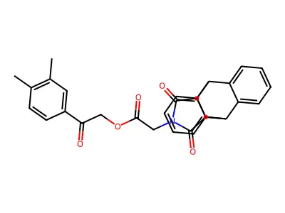 2-(3,4-dimethylphenyl)-2-oxoethyl (16,18-dioxo-17-azapentacyclo[6.6.5.0~2,7~.0~9,14~.0~15,19~]nonadeca-2,4,6,9,11,13-hexaen-17-yl)acetate (non-preferred name) structure