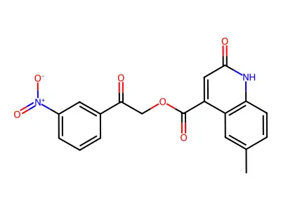 2-(3-Nitrophenyl)-2-oxoethyl 2-hydroxy-6-methylquinoline-4-carboxylate structure