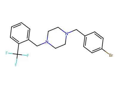 1-[(4-Bromophenyl)methyl]-4-[[2-(trifluoromethyl)phenyl]methyl]piperazine structure