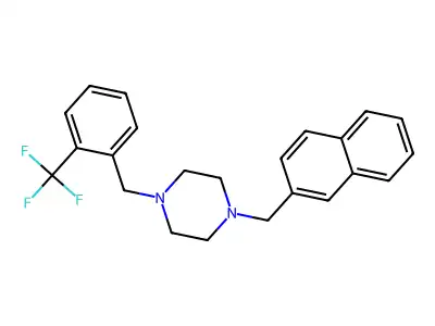 1-(Naphthalen-2-ylmethyl)-4-[[2-(trifluoromethyl)phenyl]methyl]piperazine structure