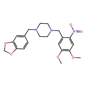 1-(1,3-Benzodioxol-5-ylmethyl)-4-[(4,5-dimethoxy-2-nitrophenyl)methyl]piperazine structure