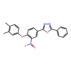 2-[4-(3,4-Dimethylphenoxy)-3-nitrophenyl]-5-phenyl-1,3,4-oxadiazole structure