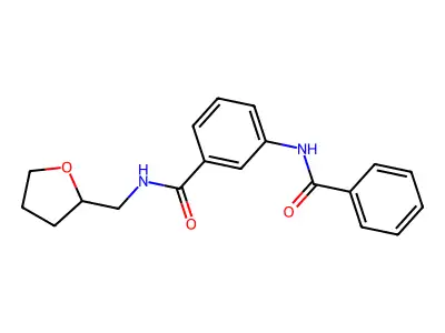3-benzamido-N-(oxolan-2-ylmethyl)benzamide structure