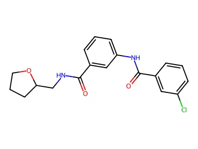 3-[(3-chlorobenzoyl)amino]-N-(oxolan-2-ylmethyl)benzamide structure