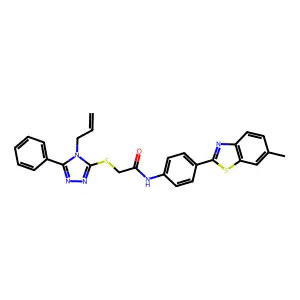 N-[4-(6-methyl-1,3-benzothiazol-2-yl)phenyl]-2-[(5-phenyl-4-prop-2-enyl-1,2,4-triazol-3-yl)sulfanyl]acetamide structure