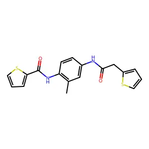 N-[2-methyl-4-[(2-thiophen-2-ylacetyl)amino]phenyl]thiophene-2-carboxamide structure