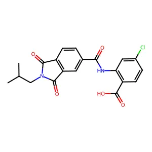 4-Chloro-2-[[2-(2-methylpropyl)-1,3-dioxoisoindole-5-carbonyl]amino]benzoic acid structure