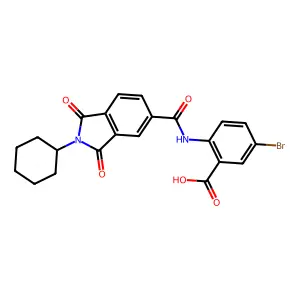 5-Bromo-2-(2-cyclohexyl-1,3-dioxoisoindoline-5-carboxamido)benzoic acid structure