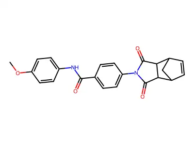 4-(1,3-dioxo-1,3,3a,4,7,7a-hexahydro-2H-4,7-methanoisoindol-2-yl)-N-(4-methoxyphenyl)benzamide structure