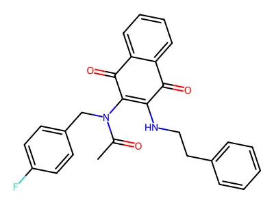 N-[1,4-dioxo-3-(phenethylamino)-1,4-dihydro-2-naphthalenyl]-N-(4-fluorobenzyl)acetamide structure