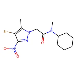 2-(4-bromo-5-methyl-3-nitro-1H-pyrazol-1-yl)-N-cyclohexyl-N-methylacetamide structure
