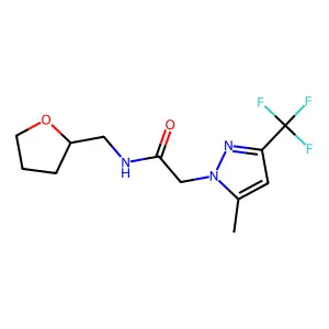 2-[5-methyl-3-(trifluoromethyl)pyrazol-1-yl]-N-(oxolan-2-ylmethyl)acetamide structure