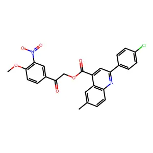 2-(4-methoxy-3-nitrophenyl)-2-oxoethyl 2-(4-chlorophenyl)-6-methylquinoline-4-carboxylate structure