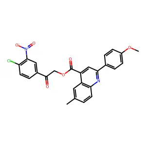 2-(4-chloro-3-nitrophenyl)-2-oxoethyl 2-(4-methoxyphenyl)-6-methylquinoline-4-carboxylate structure