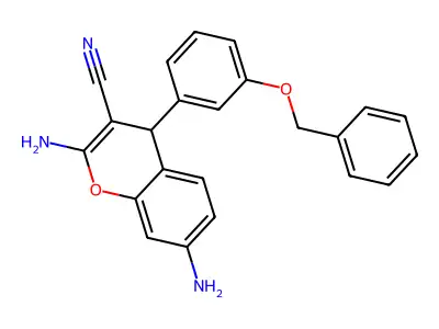 2,7-diamino-4-[3-(benzyloxy)phenyl]-4H-chromene-3-carbonitrile structure