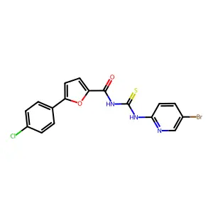N-[(5-bromopyridin-2-yl)carbamothioyl]-5-(4-chlorophenyl)furan-2-carboxamide structure