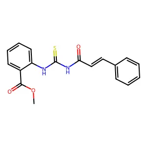 methyl 2-({[(2E)-3-phenylprop-2-enoyl]carbamothioyl}amino)benzoate structure