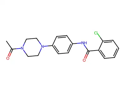 N-[4-(4-acetylpiperazin-1-yl)phenyl]-2-chlorobenzamide structure