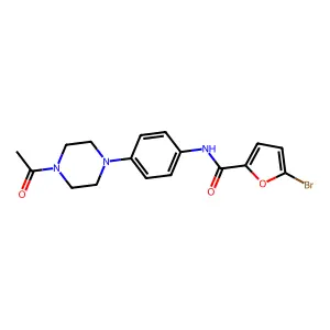 N-[4-(4-acetylpiperazin-1-yl)phenyl]-5-bromofuran-2-carboxamide structure