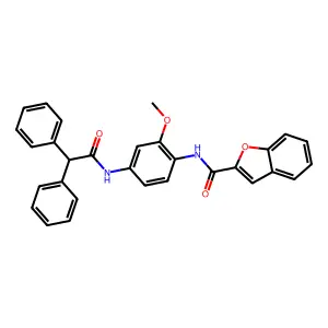 N-{4-[(diphenylacetyl)amino]-2-methoxyphenyl}-1-benzofuran-2-carboxamide structure