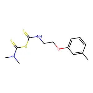 Dimethylcarbamothioyl N-[2-(3-methylphenoxy)ethyl]carbamodithioate structure