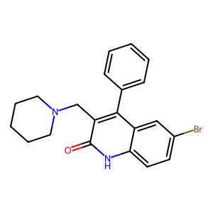 6-bromo-4-phenyl-3-(piperidin-1-ylmethyl)quinolin-2(1H)-one structure