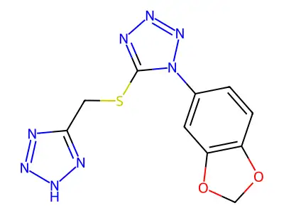 1-(1,3-benzodioxol-5-yl)-5-(2H-tetrazol-5-ylmethylsulfanyl)tetrazole structure