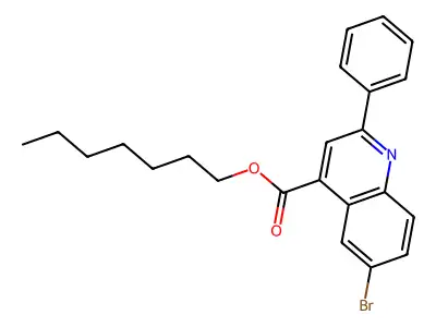 Heptyl 6-bromo-2-phenyl-4-quinolinecarboxylate structure
