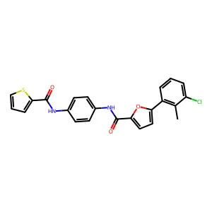 5-(3-chloro-2-methylphenyl)-N-[4-(thiophene-2-carbonylamino)phenyl]furan-2-carboxamide structure