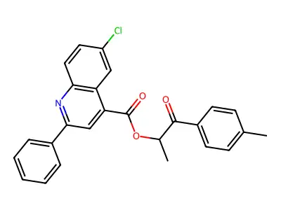 1-Methyl-2-(4-methylphenyl)-2-oxoethyl 6-chloro-2-phenyl-4-quinolinecarboxylate structure