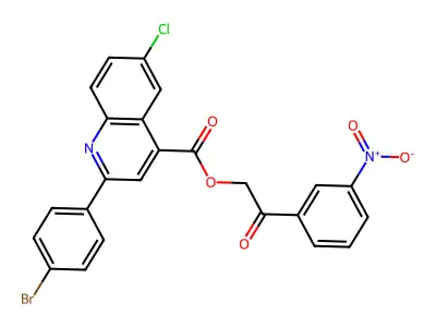 2-(3-Nitrophenyl)-2-oxoethyl 2-(4-bromophenyl)-6-chloro-4-quinolinecarboxylate structure