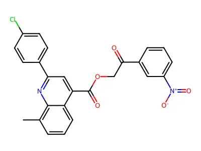 2-(3-Nitrophenyl)-2-oxoethyl 2-(4-chlorophenyl)-8-methyl-4-quinolinecarboxylate structure
