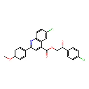 2-(4-chlorophenyl)-2-oxoethyl 6-chloro-2-(4-methoxyphenyl)quinoline-4-carboxylate structure