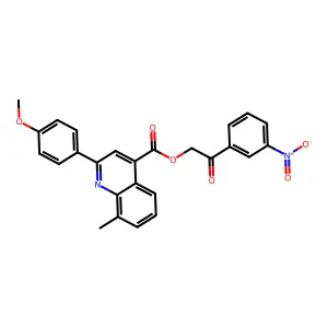 2-(3-Nitrophenyl)-2-oxoethyl 2-(4-methoxyphenyl)-8-methyl-4-quinolinecarboxylate structure