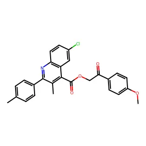 2-(4-Methoxy-PH)-2-oxoethyl 6-CL-3-ME-2-(4-methylphenyl)-4-quinolinecarboxylate structure