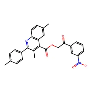2-(3-Nitro-PH)-2-oxoethyl 3,6-dimethyl-2-(4-methylphenyl)-4-quinolinecarboxylate structure