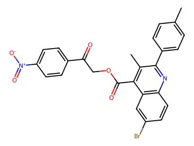 2-(4-Nitrophenyl)-2-oxoethyl 6-BR-3-ME-2-(4-methylphenyl)-4-quinolinecarboxylate structure