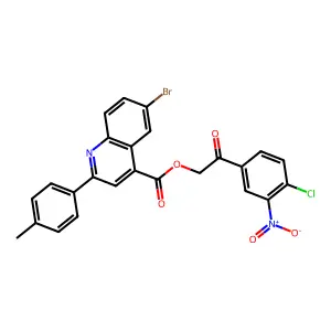 2-(4-CL-3-Nitrophenyl)-2-oxoethyl 6-BR-2-(4-methylphenyl)-4-quinolinecarboxylate structure
