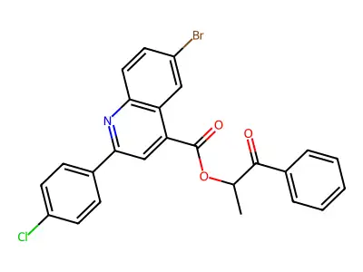 1-Methyl-2-oxo-2-phenylethyl 6-bromo-2-(4-chlorophenyl)-4-quinolinecarboxylate structure