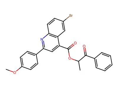1-Methyl-2-oxo-2-phenylethyl 6-bromo-2-(4-methoxyphenyl)-4-quinolinecarboxylate structure