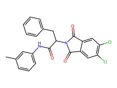 2-(5,6-dichloro-1,3-dioxoisoindol-2-yl)-N-(3-methylphenyl)-3-phenylpropanamide structure