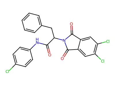 N-(4-chlorophenyl)-2-(5,6-dichloro-1,3-dioxoisoindol-2-yl)-3-phenylpropanamide structure