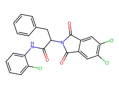 N-(2-chlorophenyl)-2-(5,6-dichloro-1,3-dioxoisoindol-2-yl)-3-phenylpropanamide structure